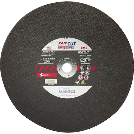 United Abrasives/Sait Gas Saw Blade, T112x18x20mm, A24R, PK10 23420